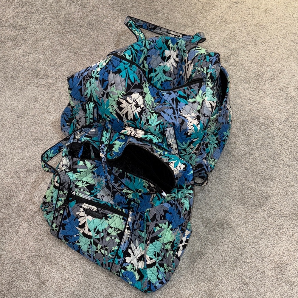 vera bradley Floral Blue and Green duffel set